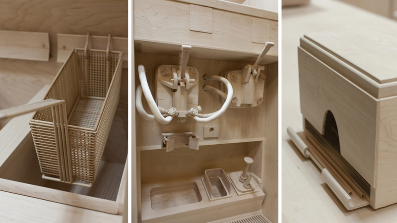 Illustration for article titled Someone made a full scale burger kitchen entirely carved in wood